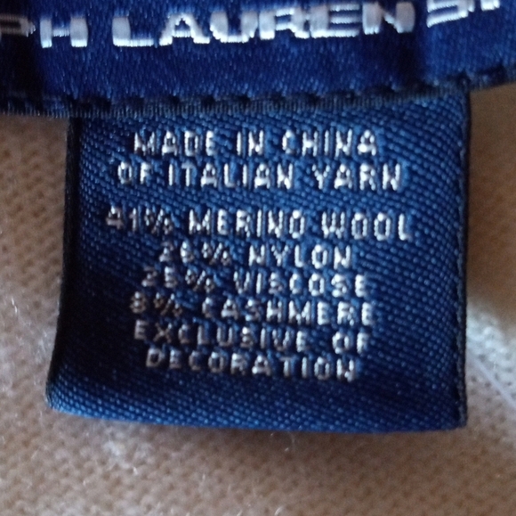 Ralph Lauren Cream Knit V Neck Merino Wool Cashmere Blend Sweater NWT Size XL - Picture 10 of 10